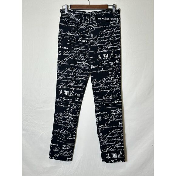 Krazy Larry Women's French News Black Pull On Stretch Ankle Pants, Size 10 - Picture 1 of 4